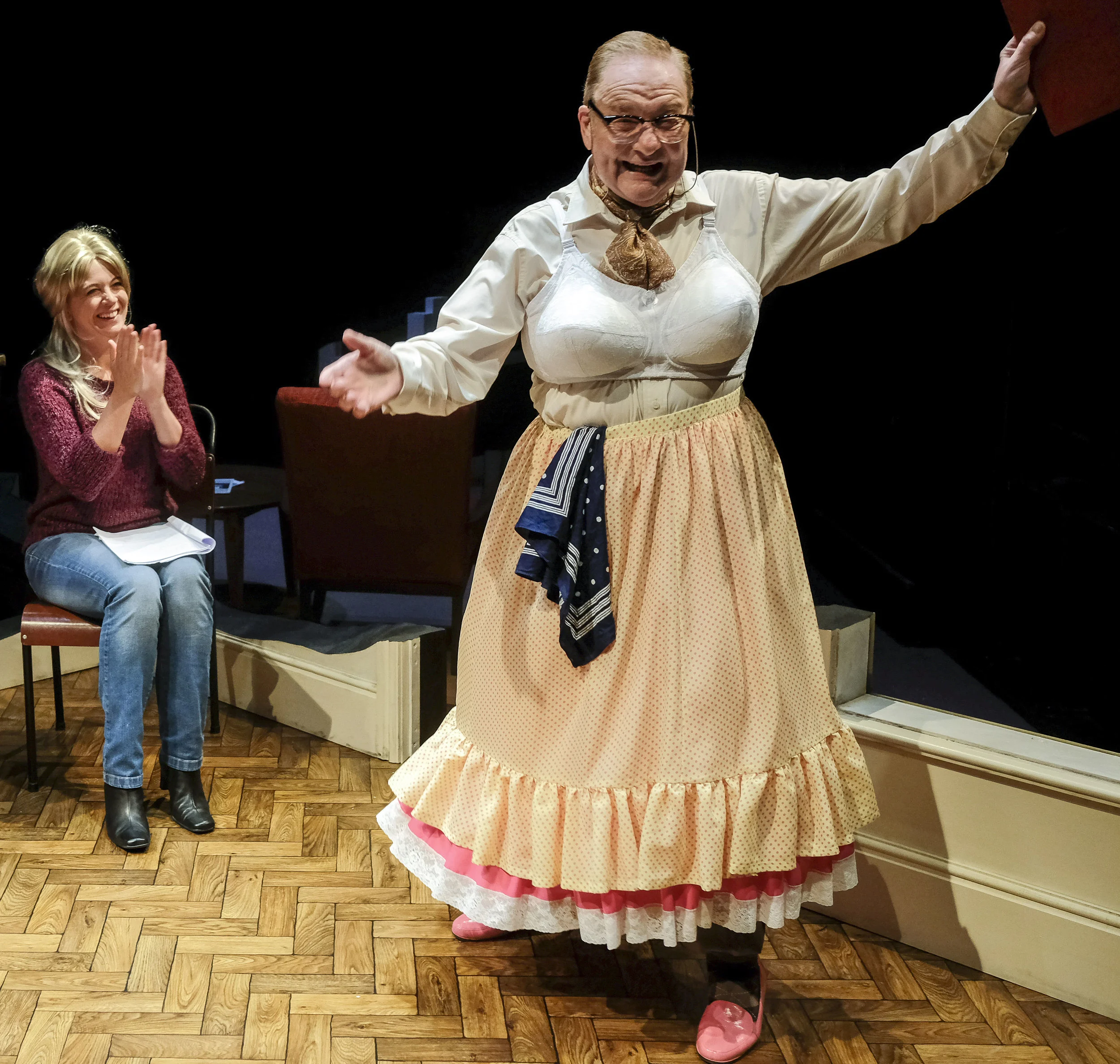 Marshall with Russell Dixon as Dennis in the third segment of A Brief History of Women. Photographs by Tony Bartholomew.