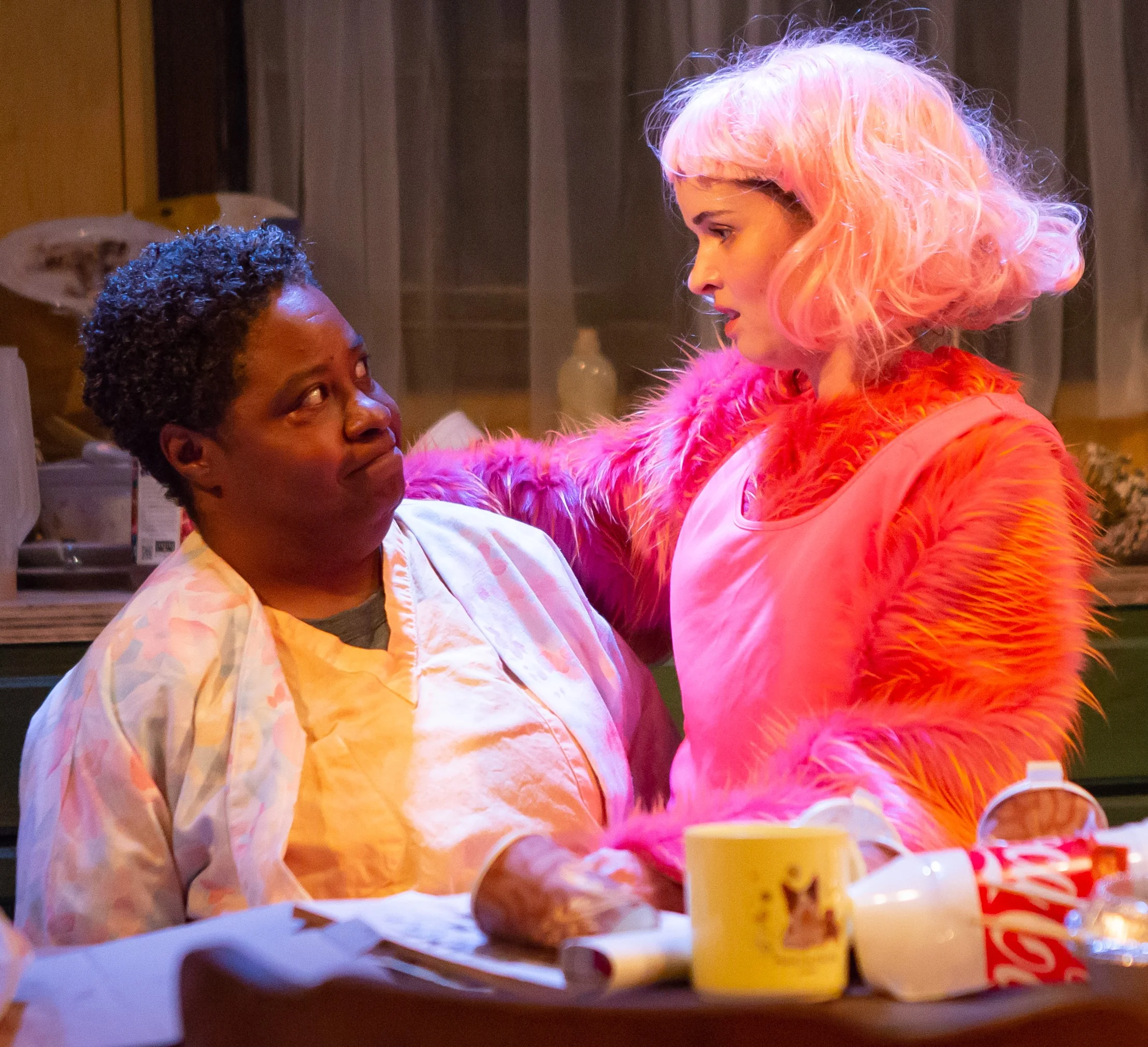 Patrena Murray (left) plays Otto, and Reyna de Courcy is Bit in Liza Birkenmeier's The Hollower. Top: Murray with Ryan Wesley Stinnet as Pigman and (in the background) ToniAnne DiFilippo as Missy.