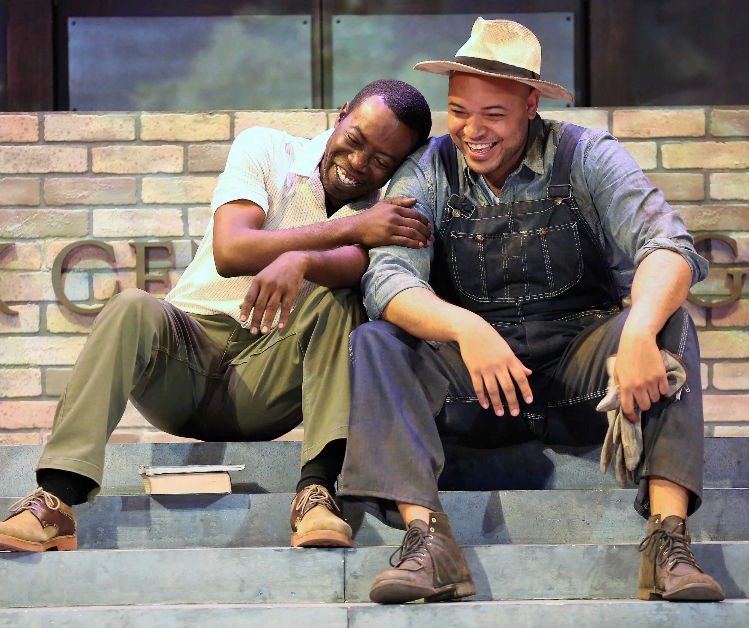 Hudson (left) with Justin Cunningham as Mr. Jones. Photographs by Carol Rosegg.