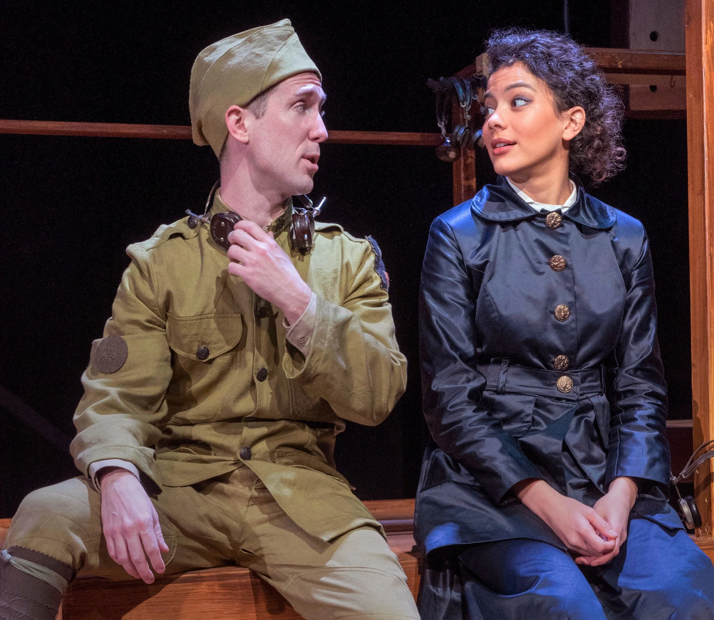 Private Matterson (Andrew Mayer) doesn’t quite romance Suzanne (Skyler Volpe). Photographs by Richard Termine.