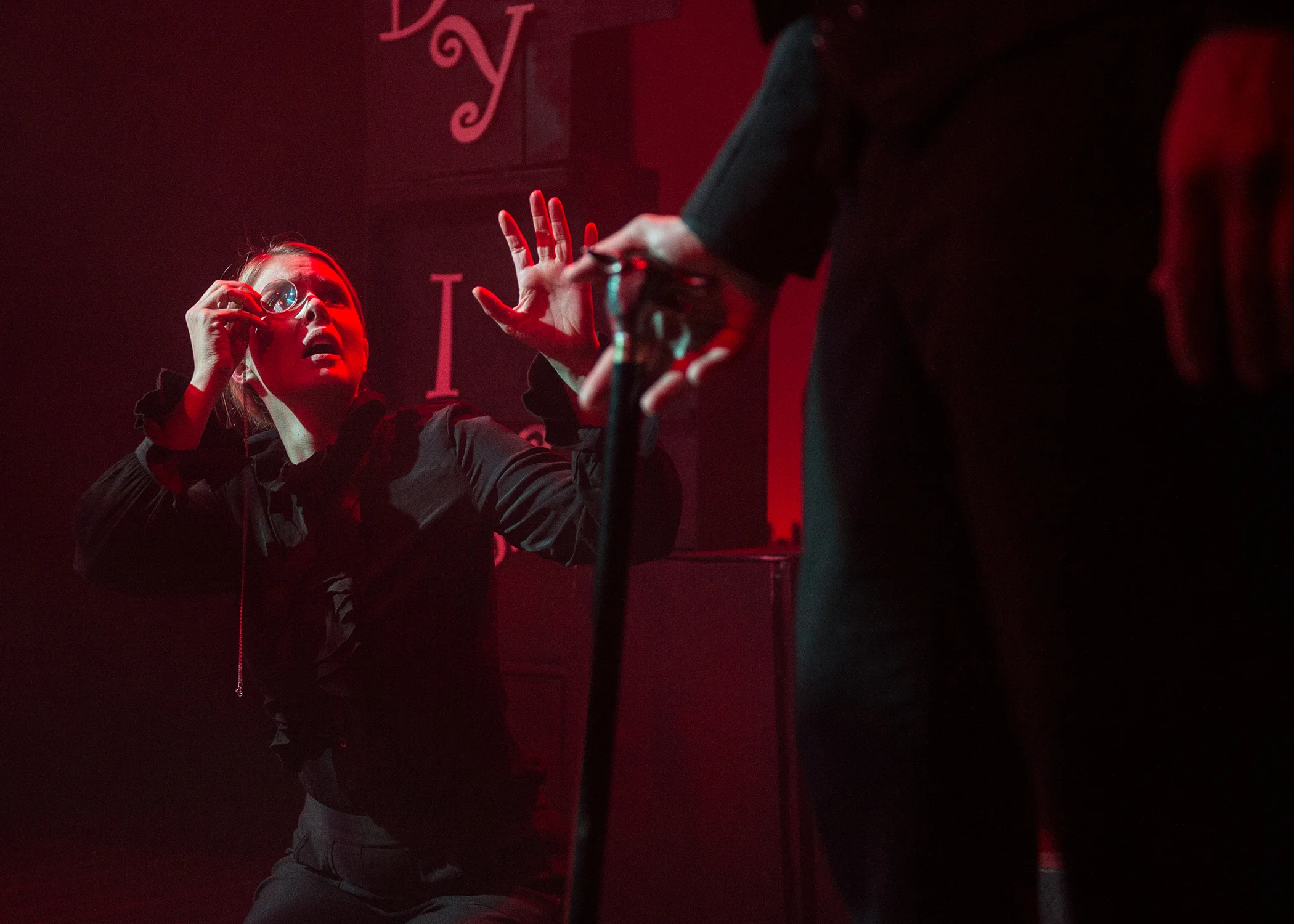 Dr. Carew (Stromberg) meets his end at the hand of Hyde. Photographs by Cooper Bates Photography.