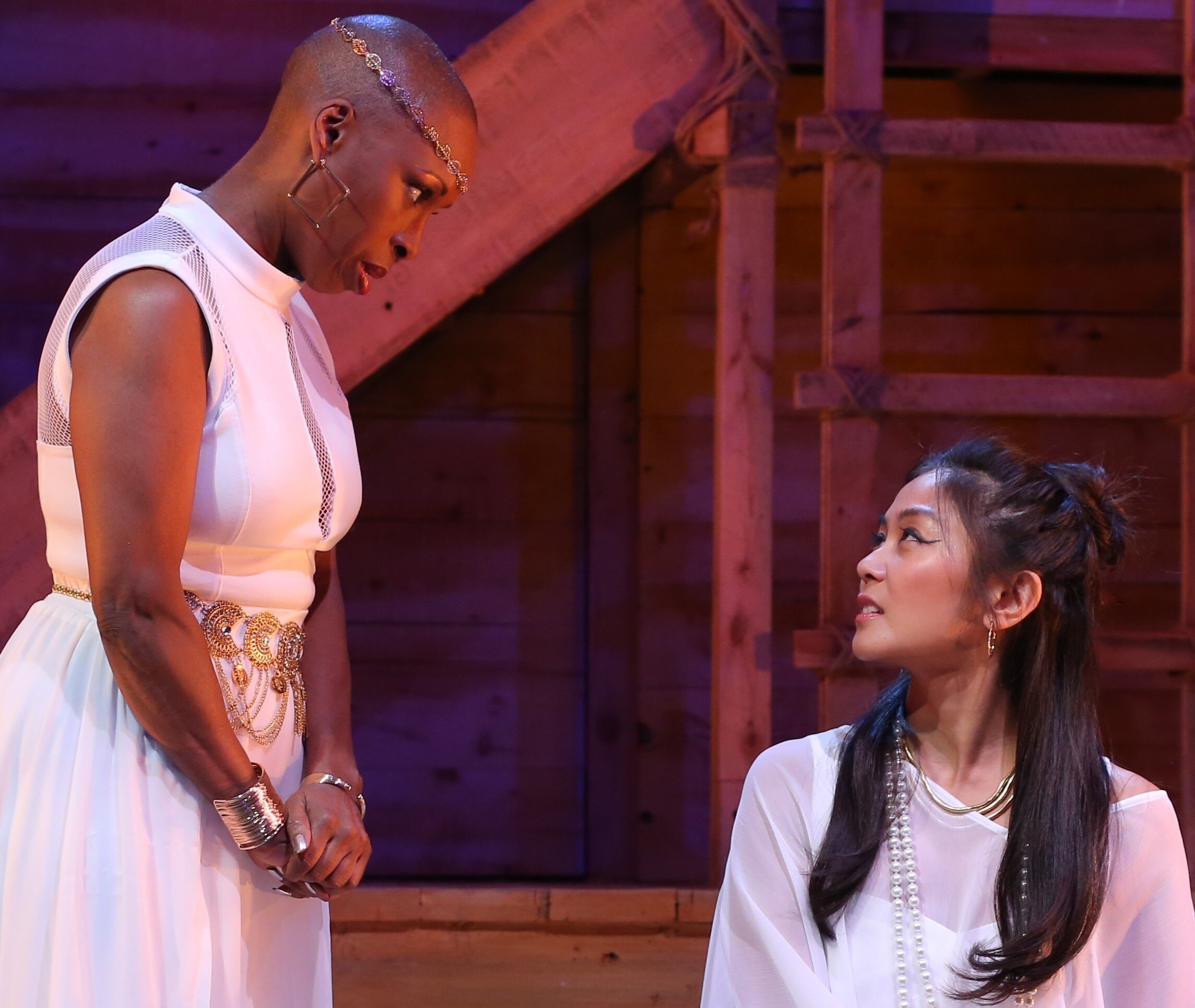Cleopatra struggles with the domination of her chief nurse, Ftatateeta (Brenda Braxton).