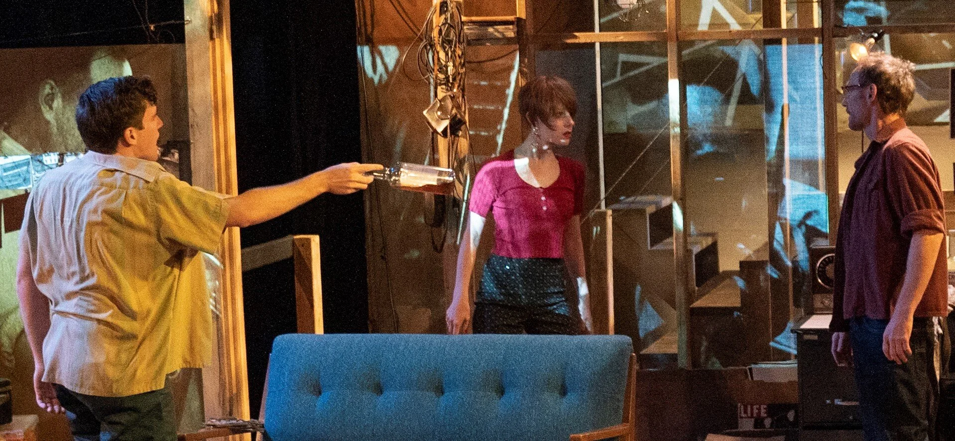 From left: Spencer Hamp, Christina Toth, and P. J. Sosko in (A)loft Modulation by Jaymes Jorsling.