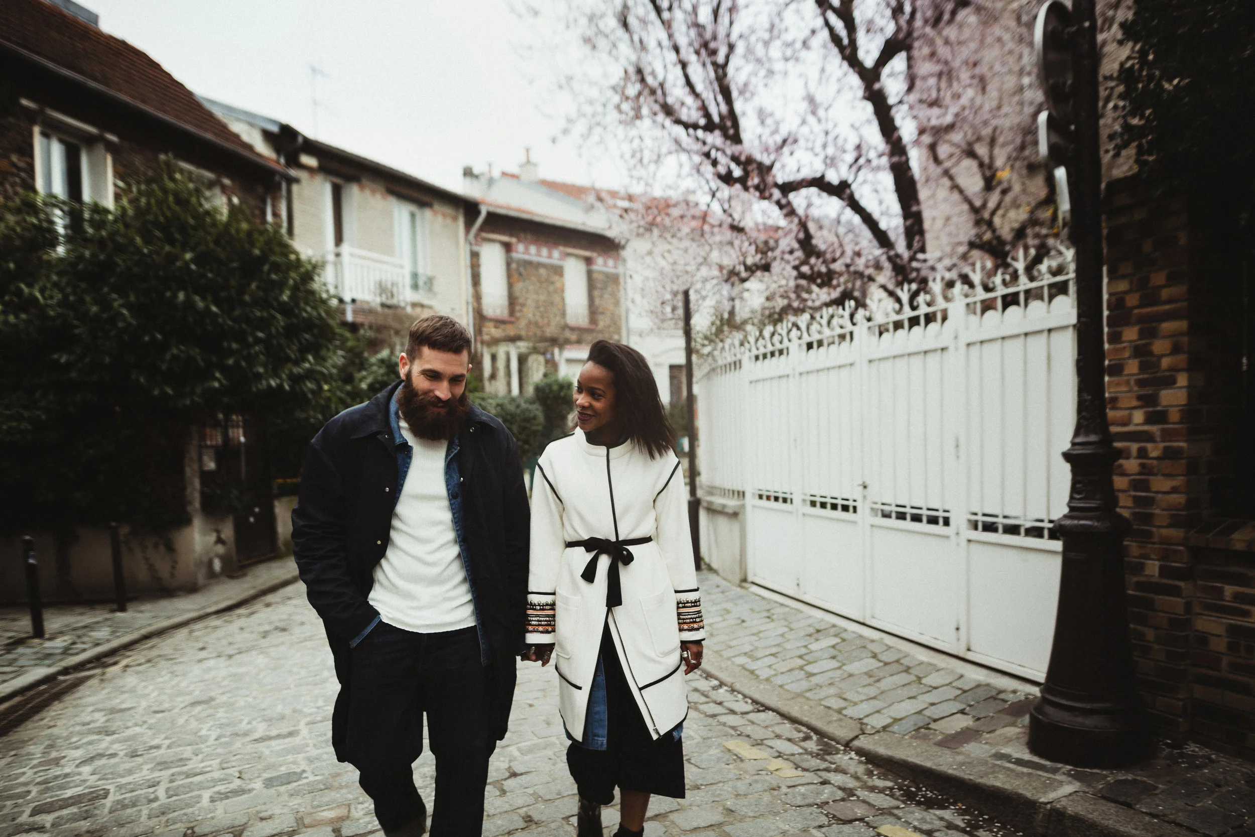 biracial engaged couple