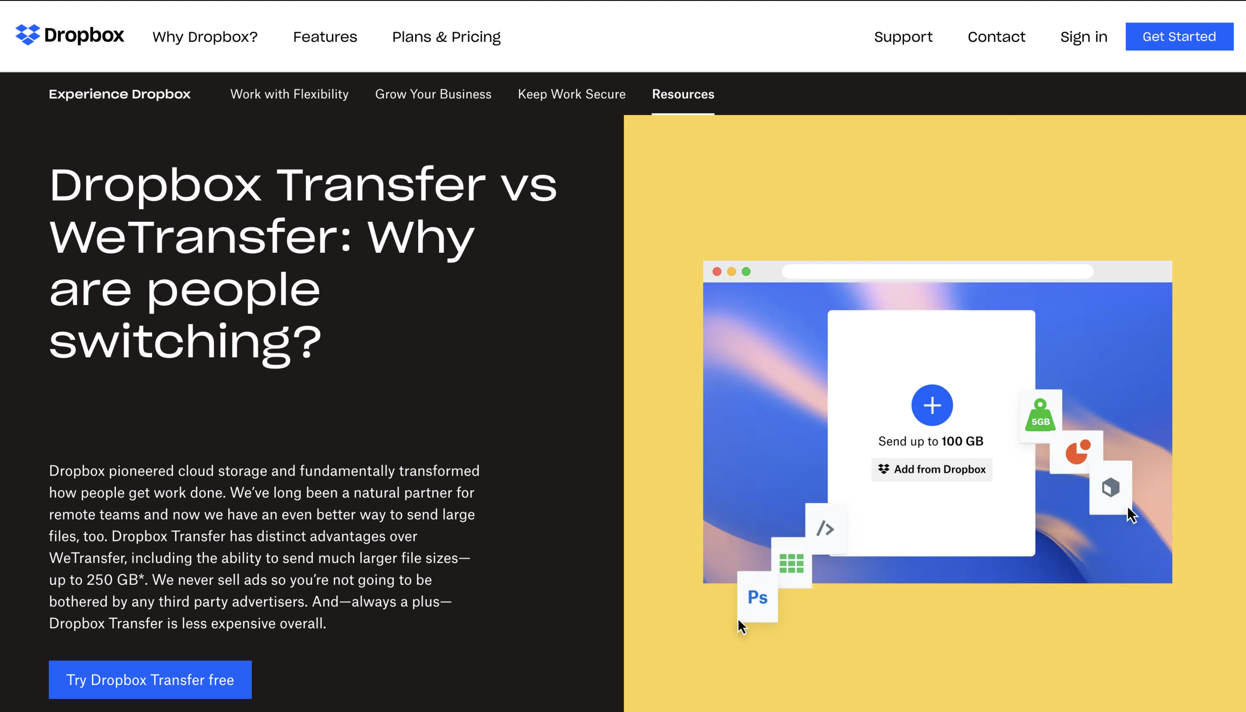 What's better? Dropbox Transfer or WeTransfer? We break it down. 