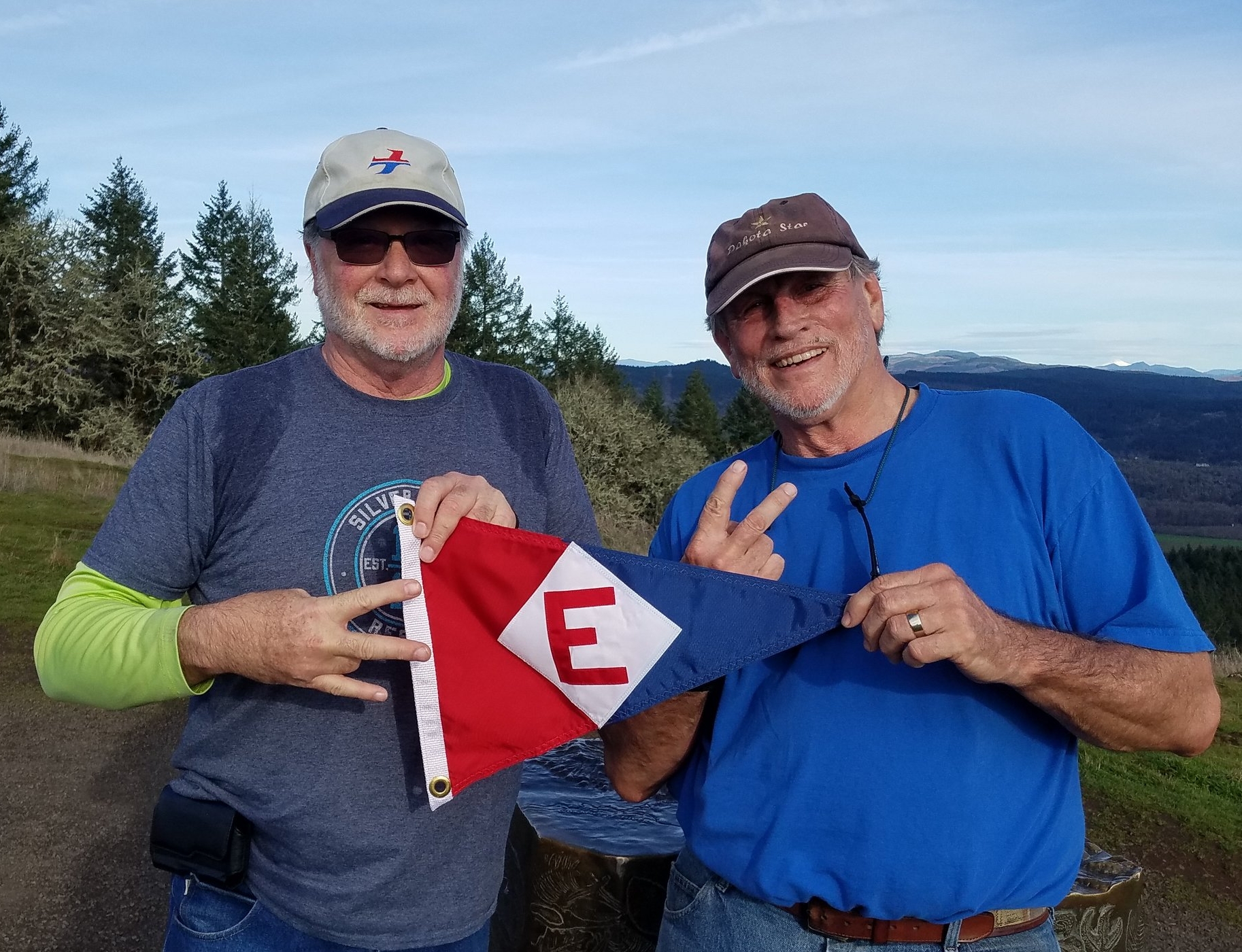  Murray and Scott with the EYC burgee on the top of Mt. Pisgah 