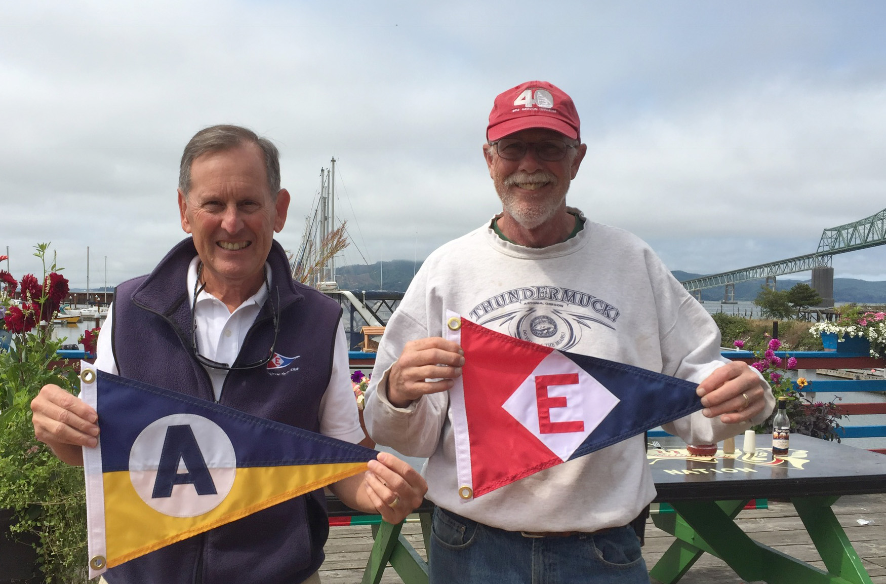  A burgee exchange between commodores of EYC and Astoria Yacht Club   