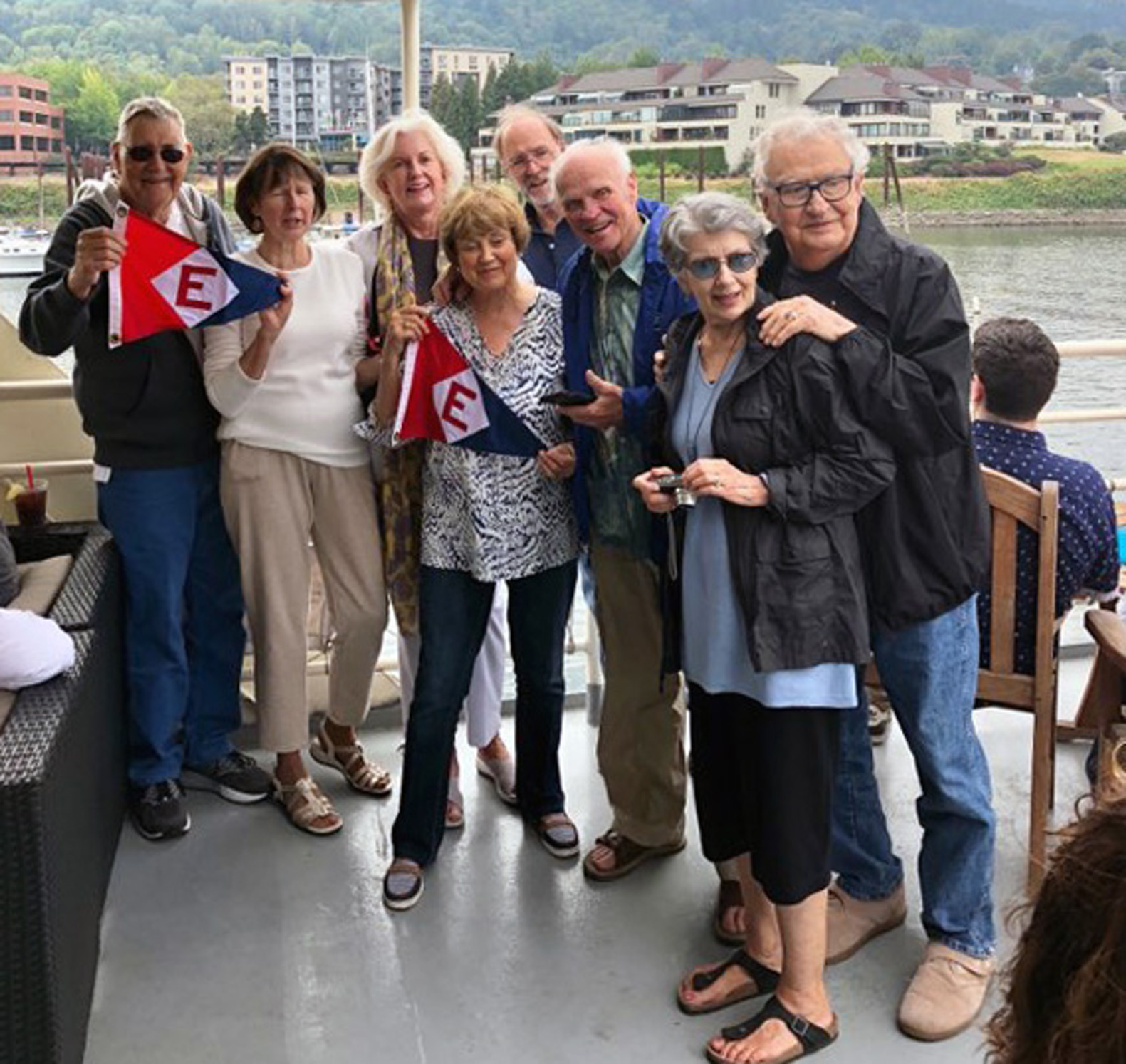 Celebrating Dave and Marji’s 50th wedding anniversary with the Swangards, the Ellsworths, and friends aboard the Portland Spirit on the Willamette River 