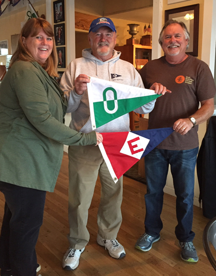  Rex exchanges burgees with past Oceanside Yacht Club commodores in California. 