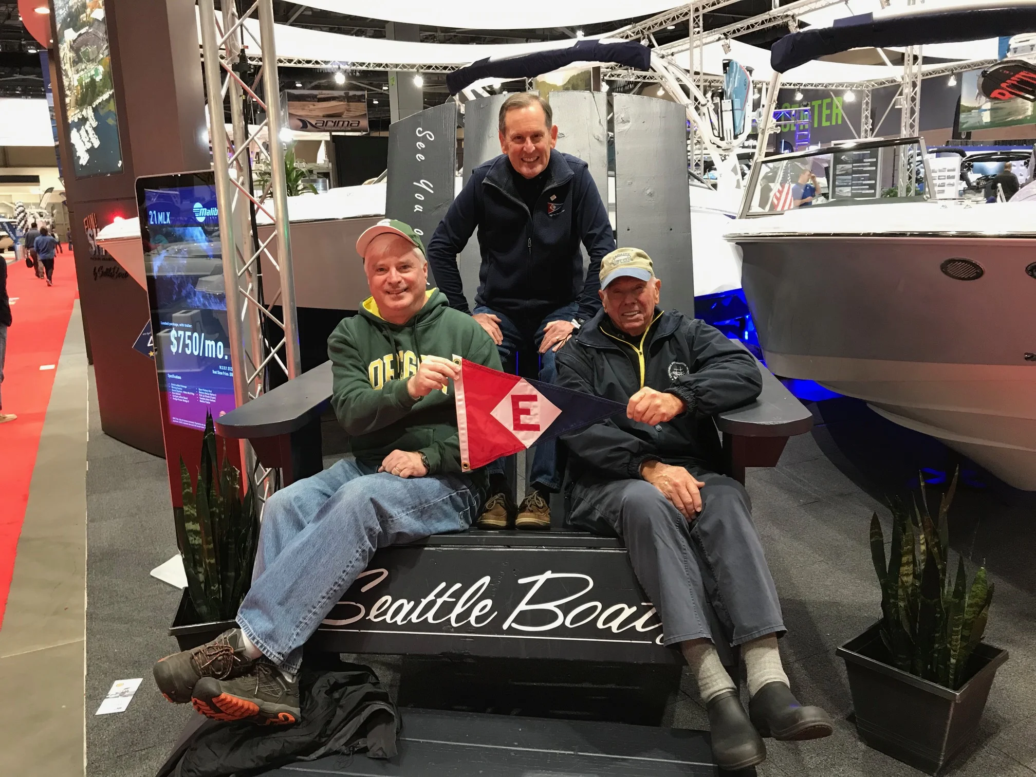 Rich Aaring, Gary Powell, and Bill Powell at the Seattle Boat Show