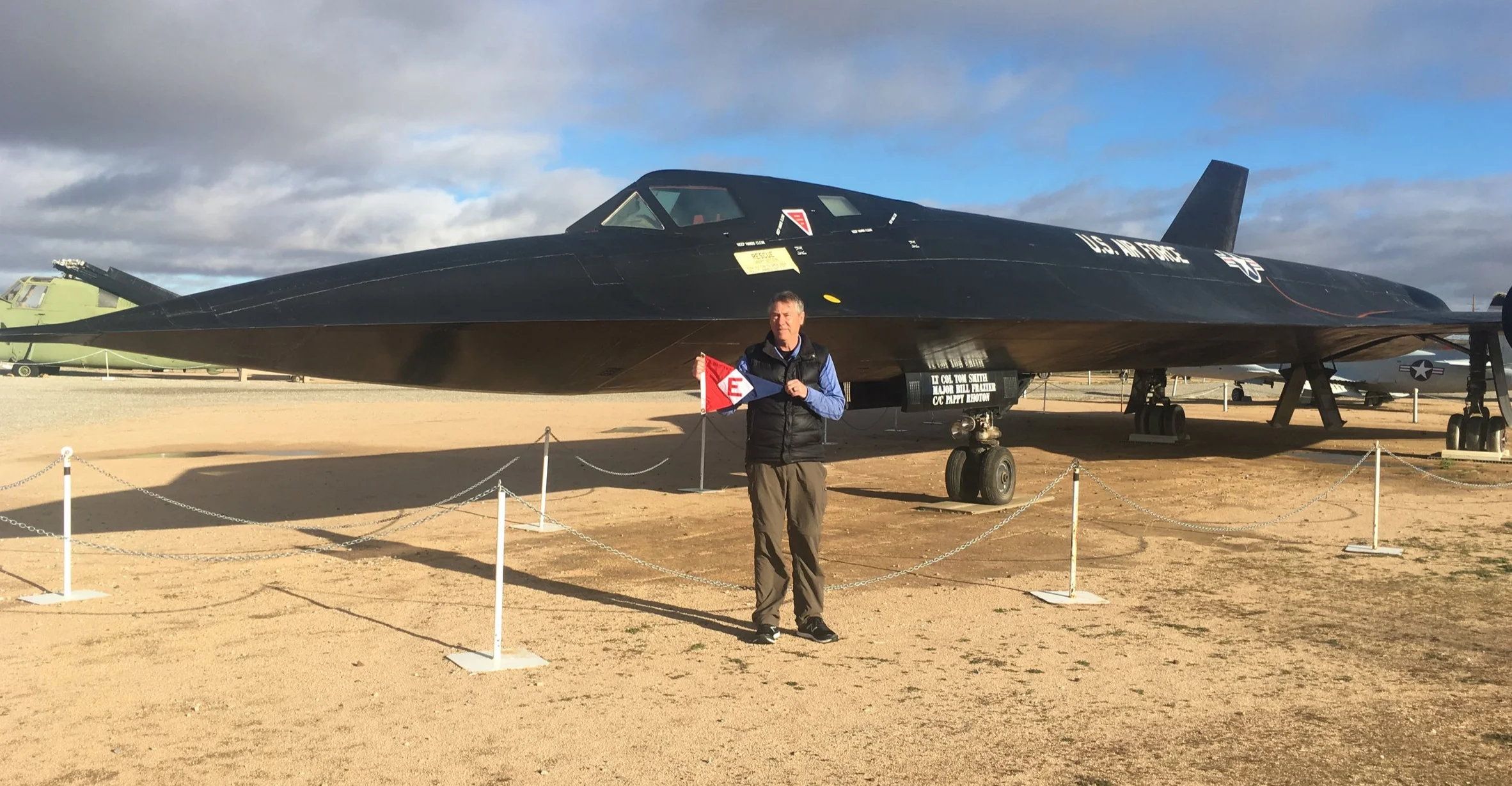 Commodore Bill Boyce shows his EYC pride while at Edwards Air Force Base in California.