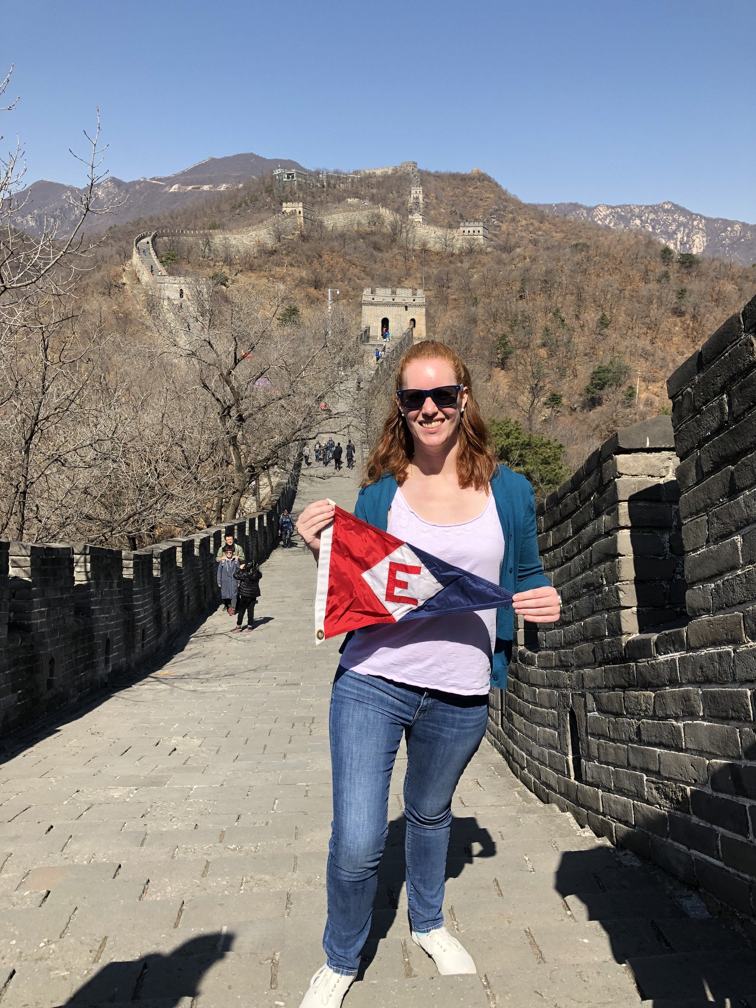  Sara, daughter of Gary &amp; Jane, take the colors to the Great Wall of China. 