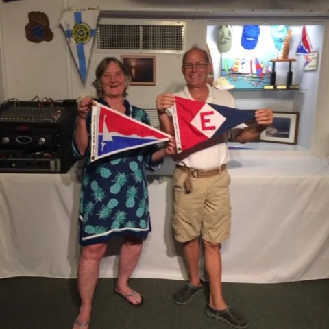 Michelle exchanges burgees with the Upper Keys Sailing Club on Key Largo, Florida