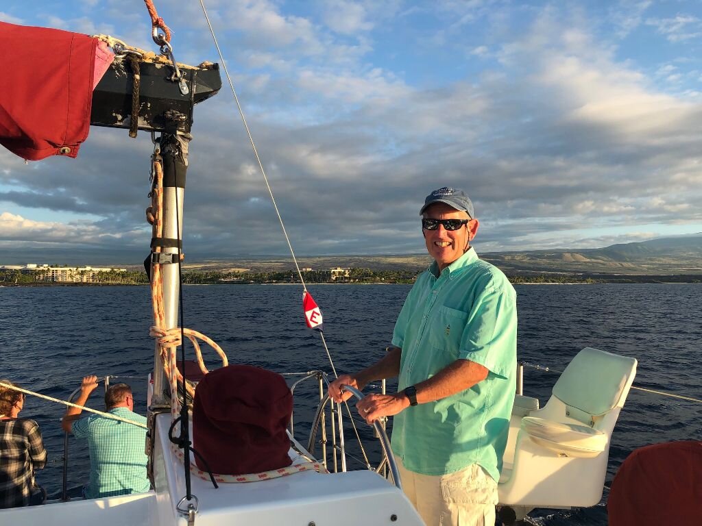  Gary sets sail with the EYC burgee off the coast on Kona, Hawaii 