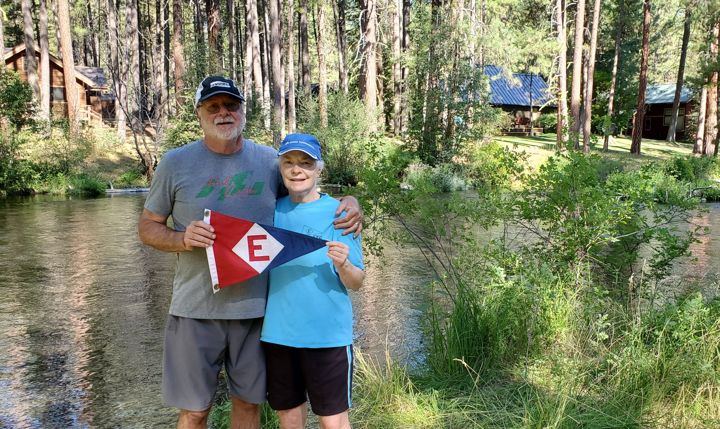  Murray and Linda showing the colors on the shores of the Metolius River, Oregon 