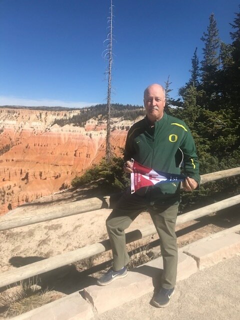  Paul hoists the EYC colors at Bryce Canyon 