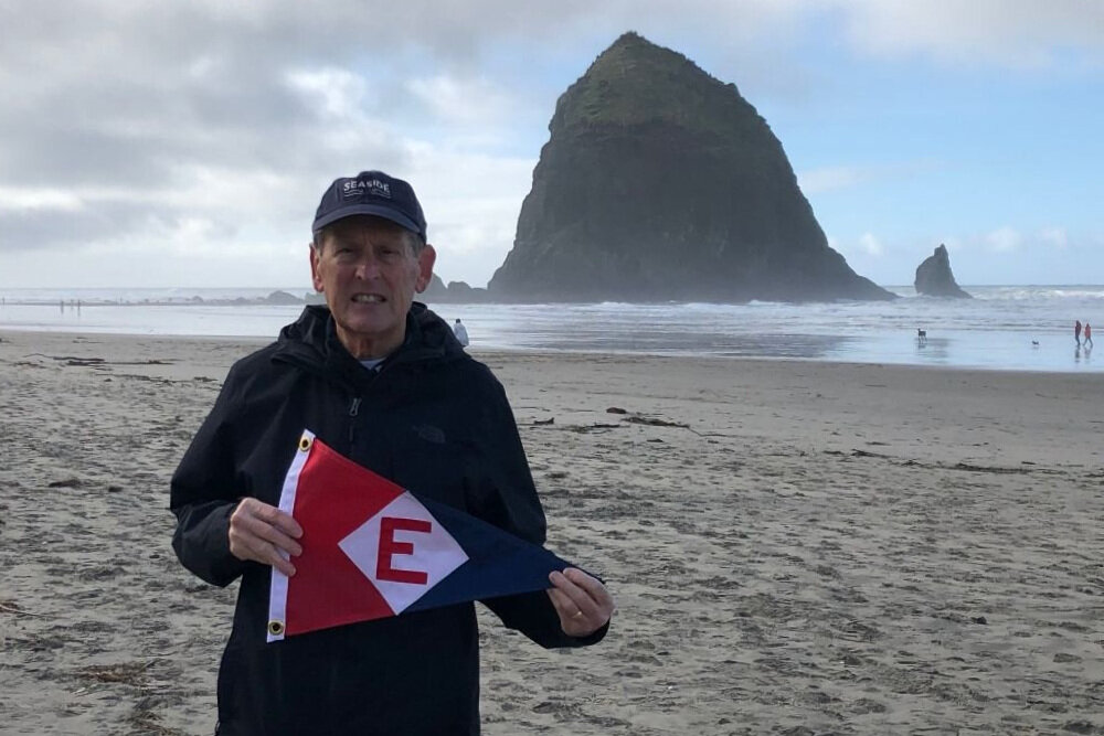  Gary continues his northern Oregon coast tour with a stop to hoist the colors at Haystack Rock 