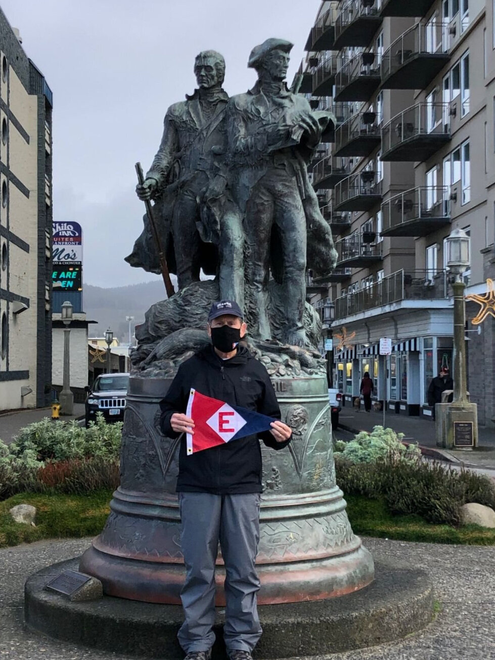  Showing a little EYC pride with Lewis and Clark at the end of the trail in Seaside, Oregon 