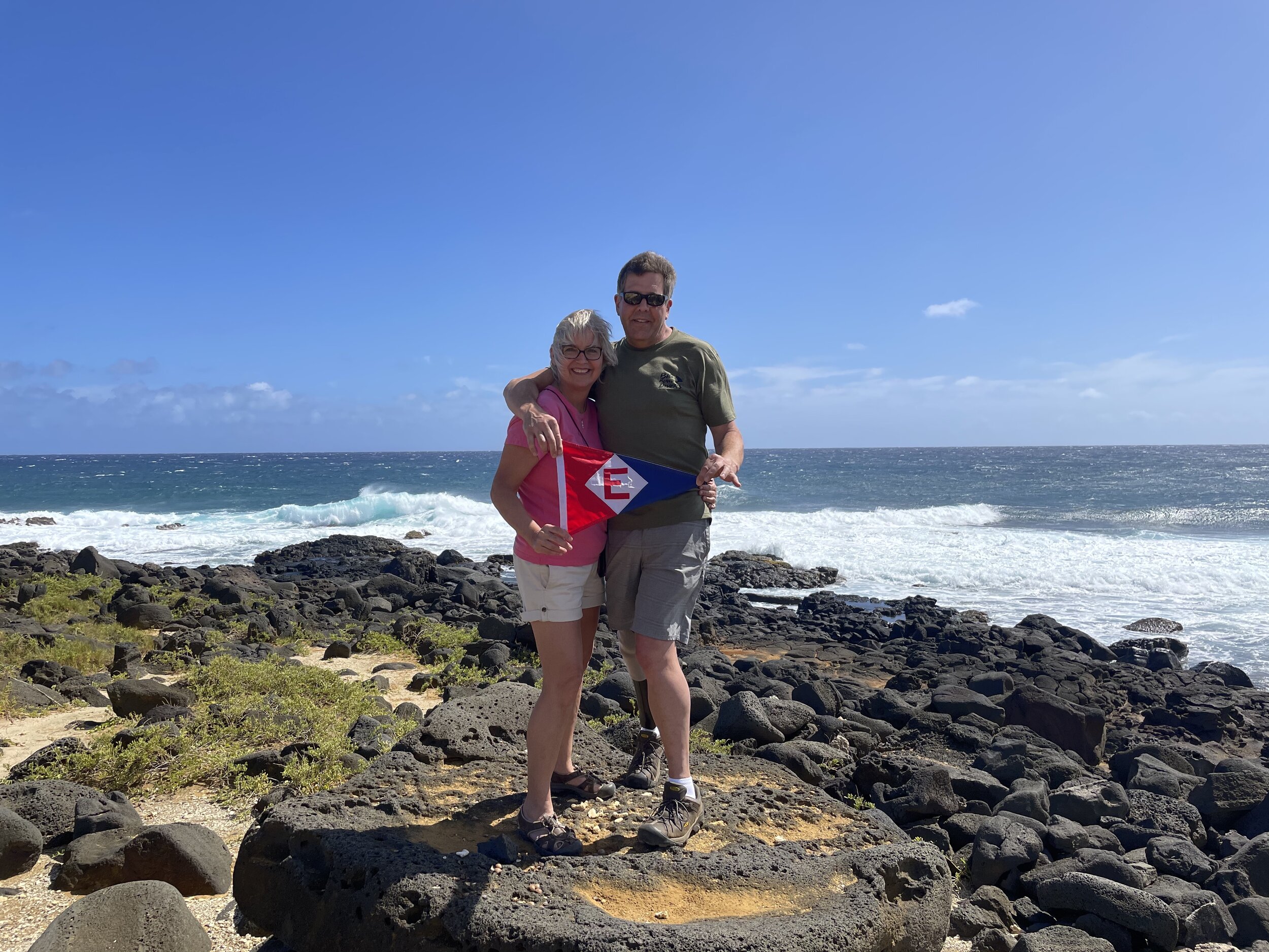  Deanna and Rob take their burgee to the southernmost point of the United States on the Big Island of Hawaii 