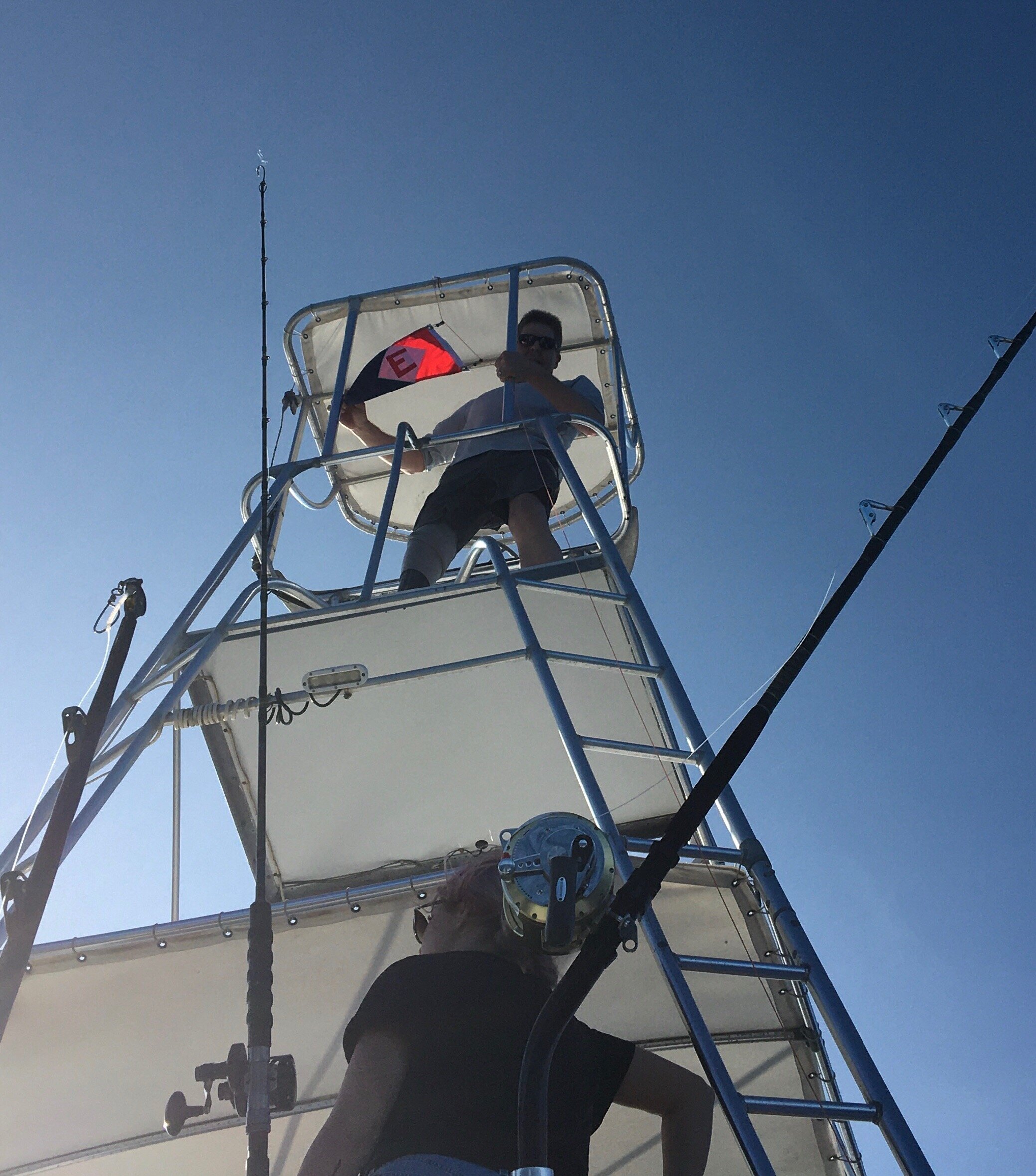  Rob hoists the colors on a deep sea fishing trip in Hawaii 