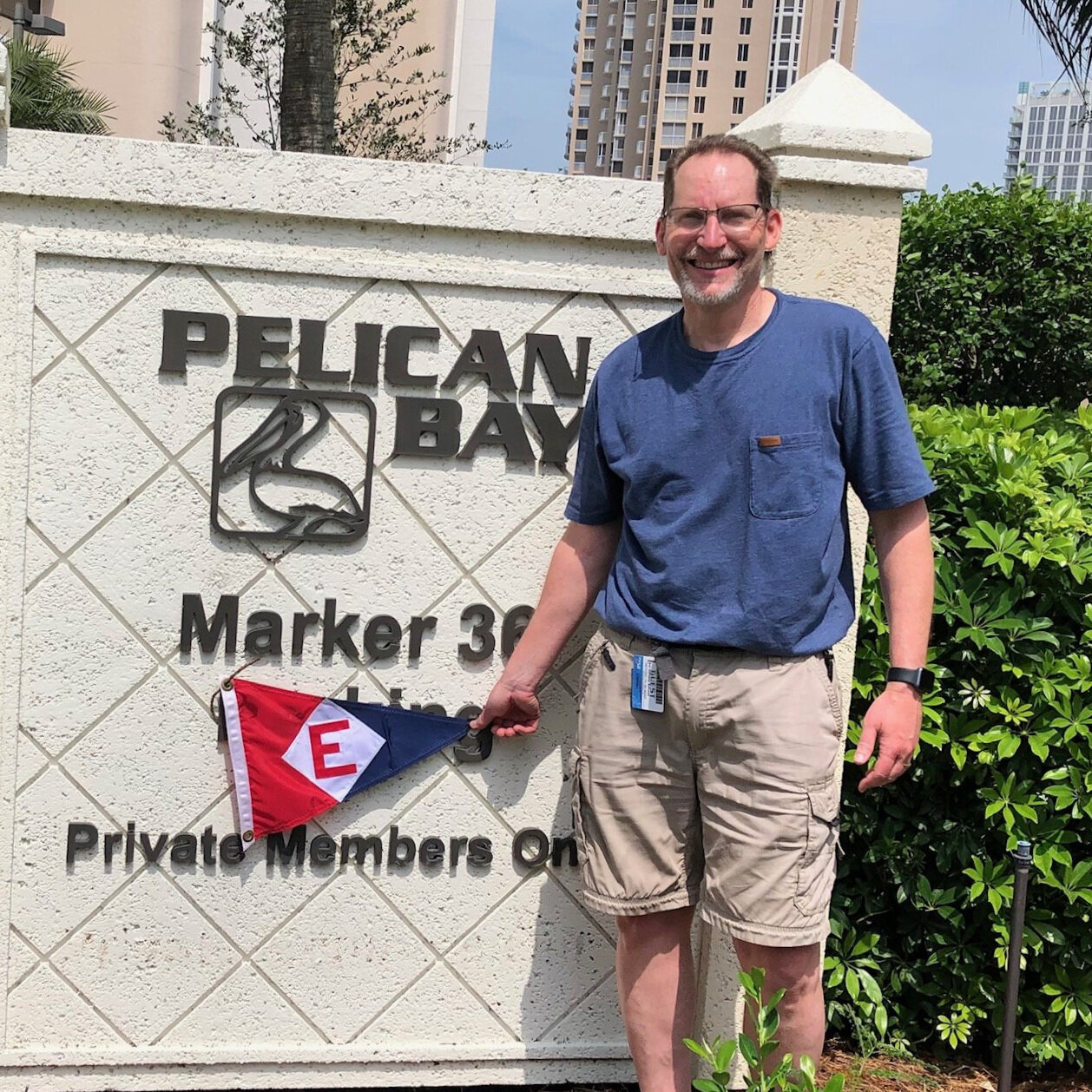  Eric hoists the EYC colors at the Pelican Bay Yacht Club in Naples, FL 
