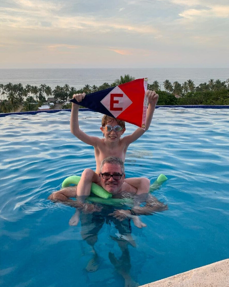 Finn and Kevin hoist the colors in Mexico 