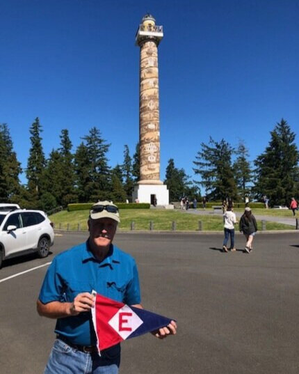  Flying the EYC colors at Astor Column in Astoria, Oregon 