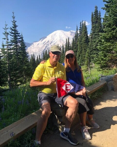  Paul and Karen show their EYC pride at Sunrise Lodge on Mt. Rainier 