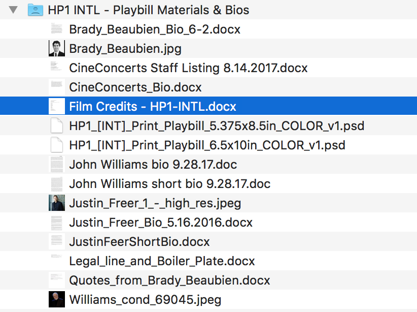 New: Film Credits Document(s)!