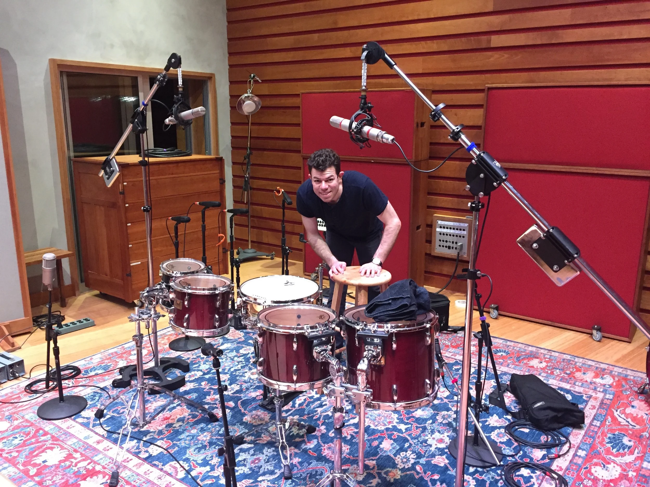 Mike Compitello getting ready to rock at Guilford Sound in Vermont. Unfortunately missing in the photo is the amazing Hannah Collins on cello.