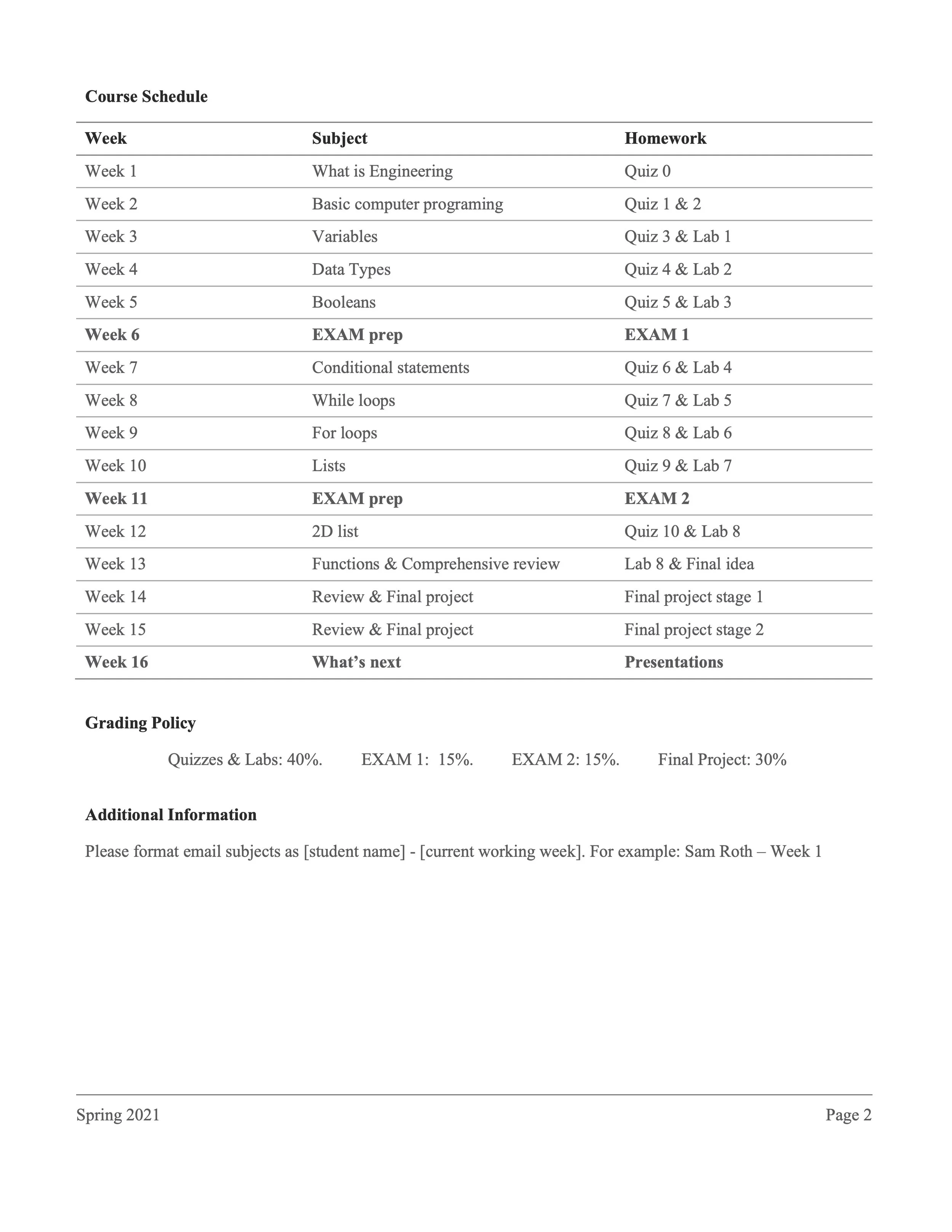 ENGR — GW Bridge Academy