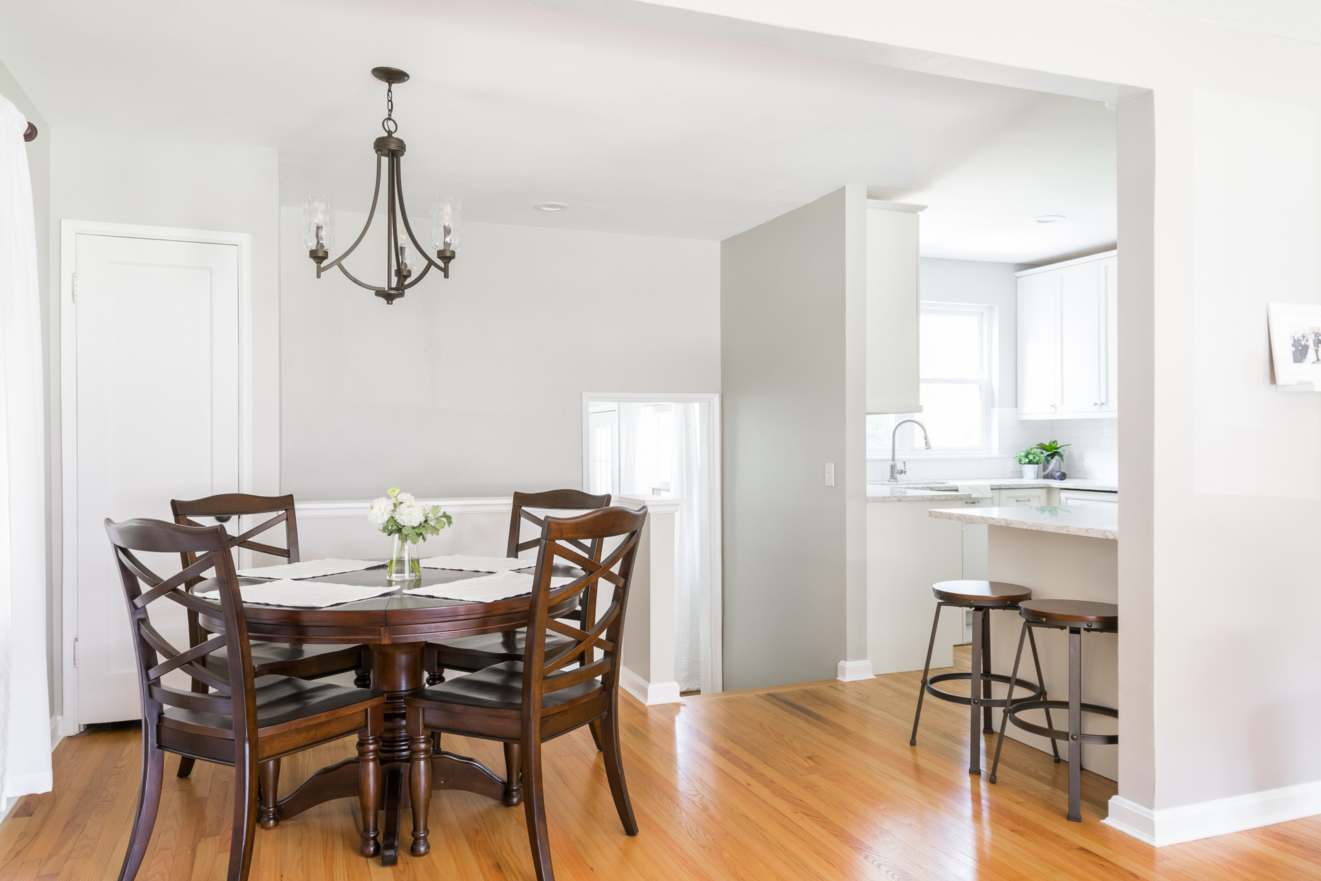 Full Dining Room with Dark Wood Table and Chairs