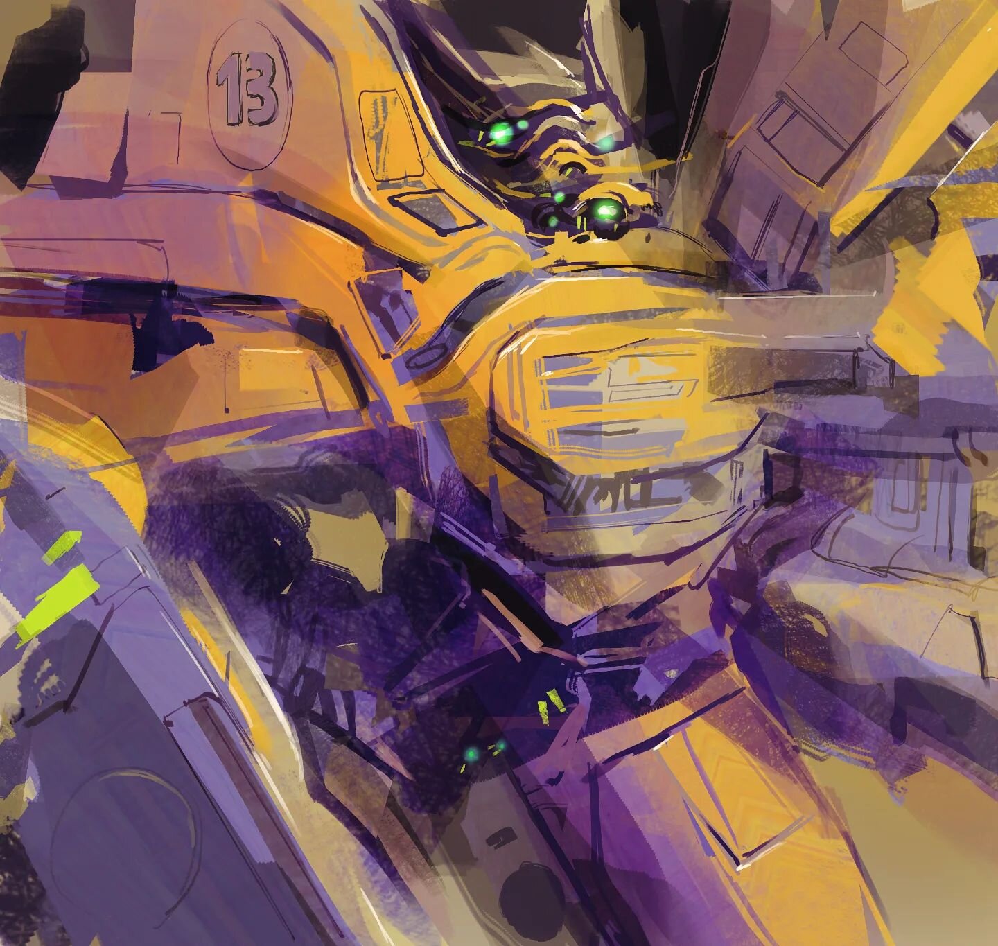 Doing a Sparth brush abstract style, working like this is so fun! Almost no line art drawing, only painting 

#marchofrobots #robot #mechas #conceptart #conceptartist #conceptartwork #artist #scifiart #igdesign #digitalart #speedpaint #speedpainting 