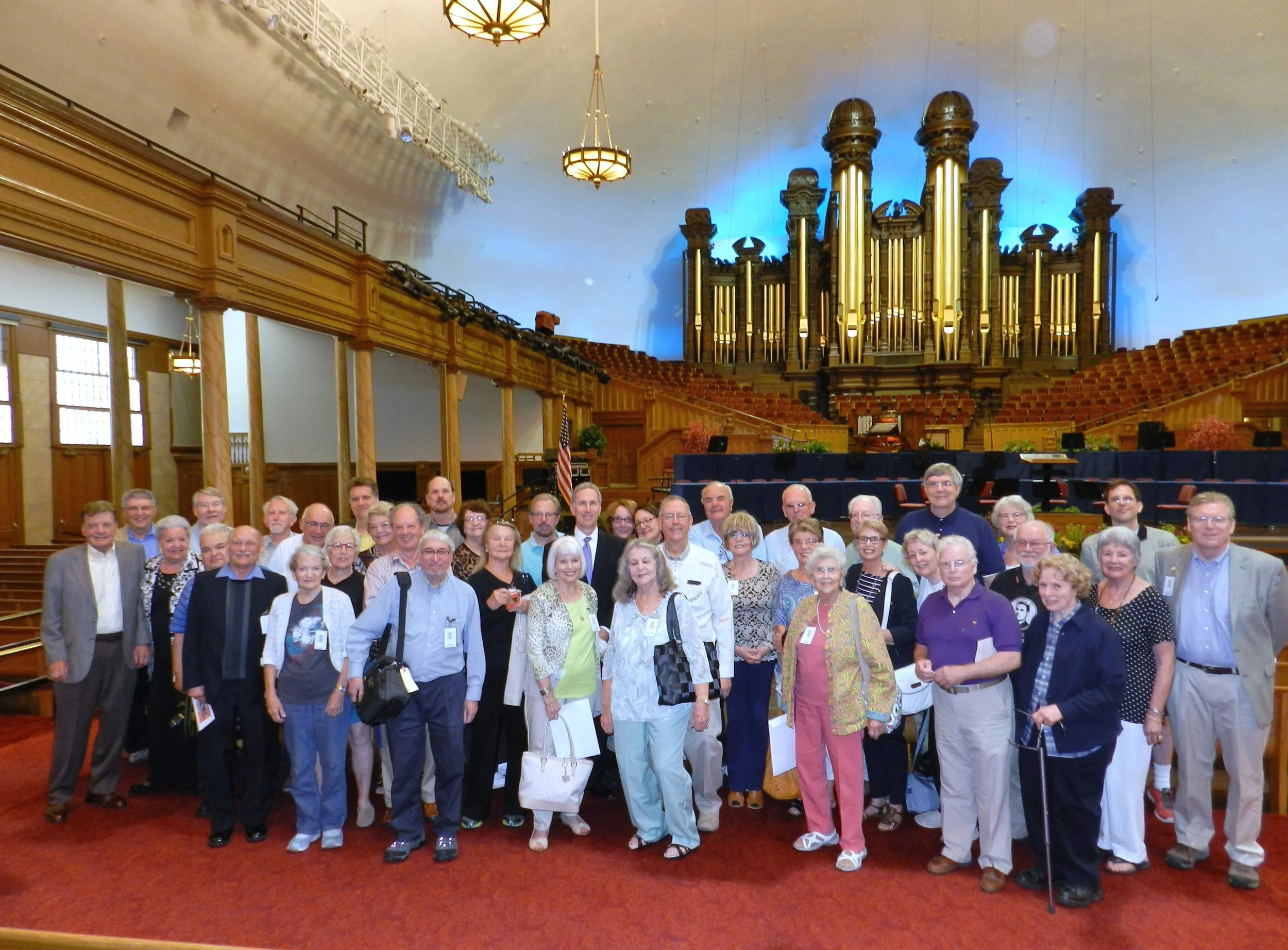 Members of JBS-USA in the Morman Tabernacle with organist Richard Elliott