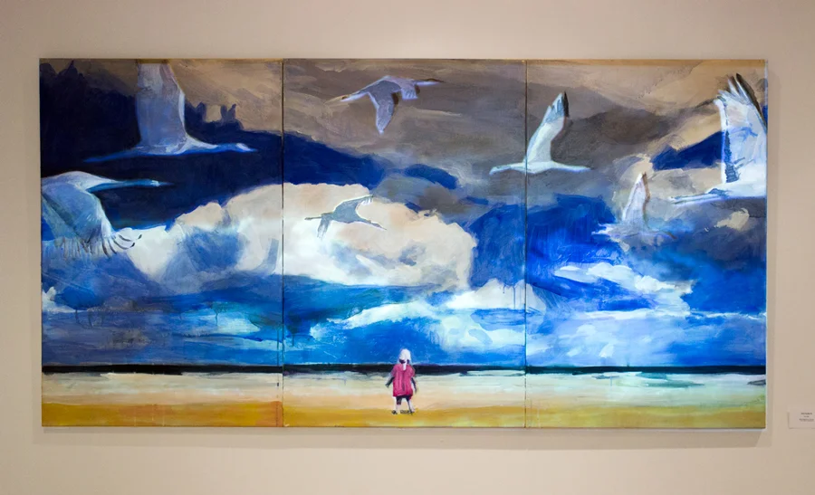 Distance · Mixed Media on Canvas with Video · 72"x36" · 2018