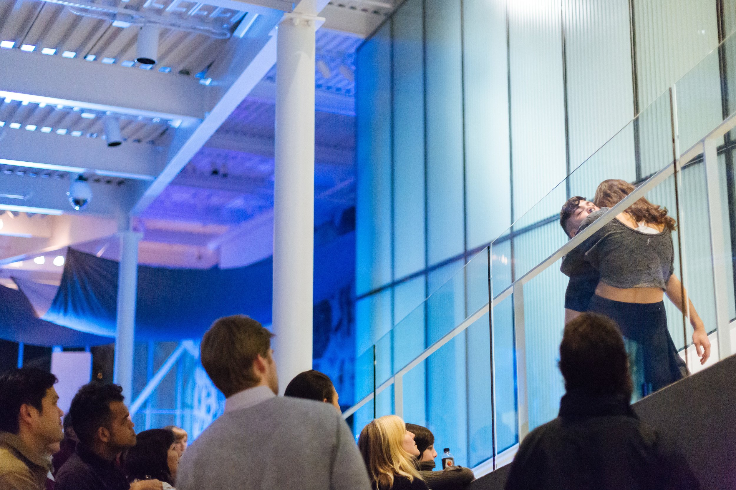 PYLON I 2 hour installation // Premiered February 20th, 2016 at Seattle Art Museum's PACCAR Pavilion PI is concerned with the complex and muddled relationship between oppressive structures and human bodies; between communal pressure and self-fulfillment, between surveillance and privacy, between unyielding architecture and fragile flesh. This is an investigation of watching and individuation - about how we variously craft and perform our identities in different contexts depending on the various types of observation we perceive.
