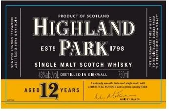 Highland Park 12 Year old label