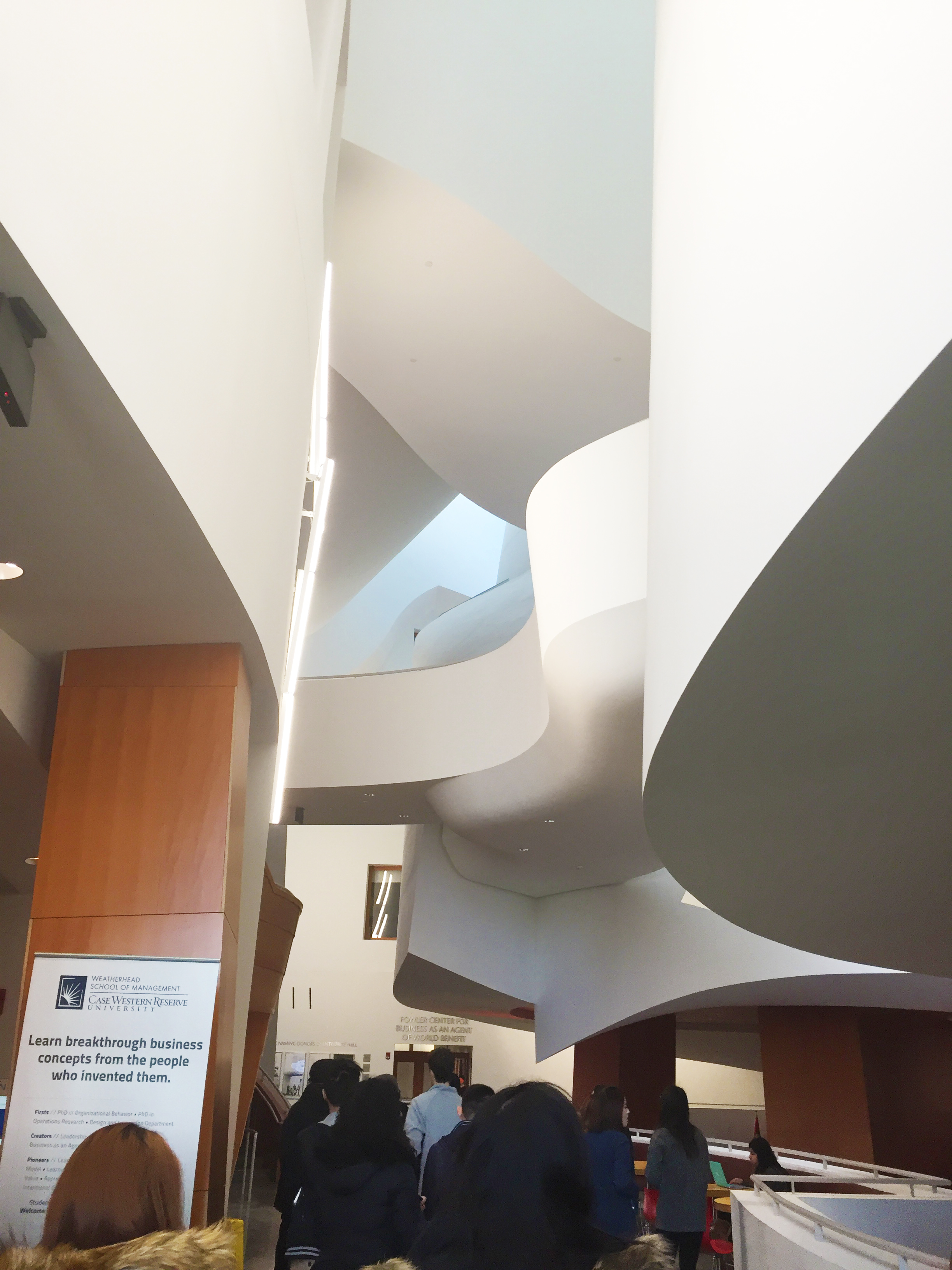  Our first stop was the Peter Lewis Building by Ghery. This is the view as you first enter the building. I loved the sculptural elements of the upper levels. 