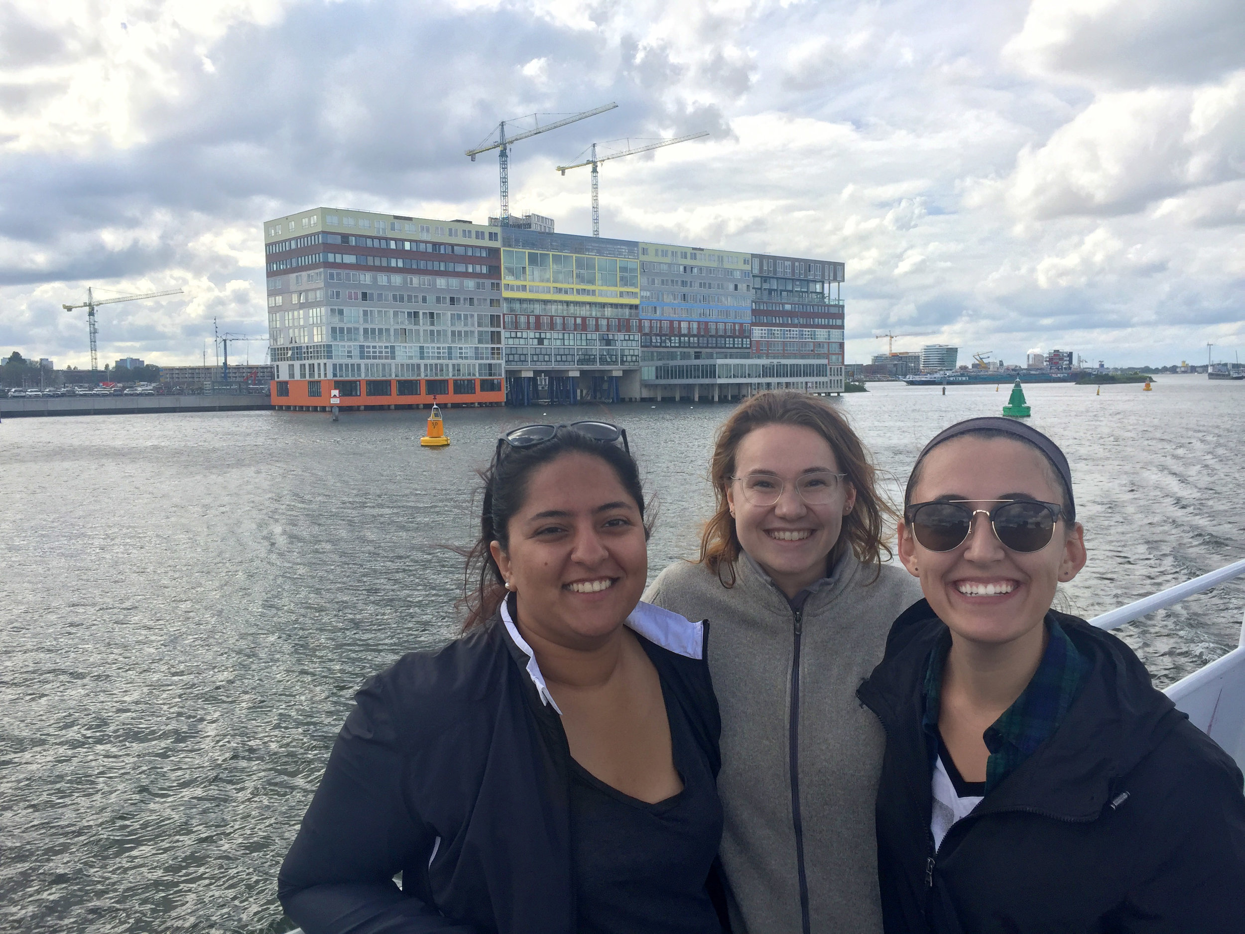  Our day then ended with a boat tour around the IJ. This is me and two of my friends in from of MVRDV’s Silodam. 