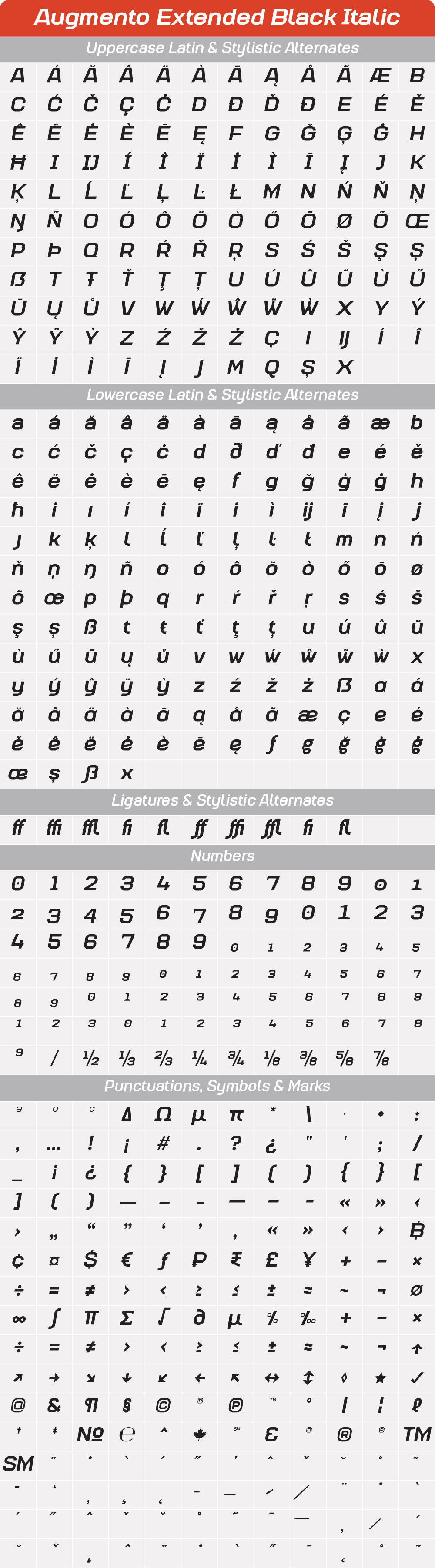 Extended Black ItalicAugmento-GlyphTable.png