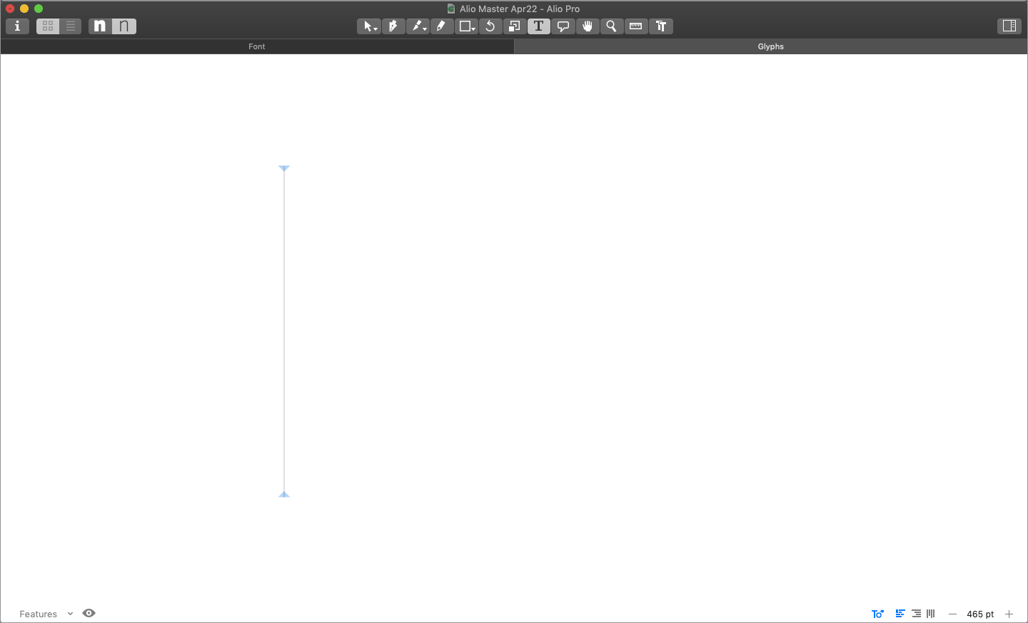 A glimpse of Glyphs user interface (UI)