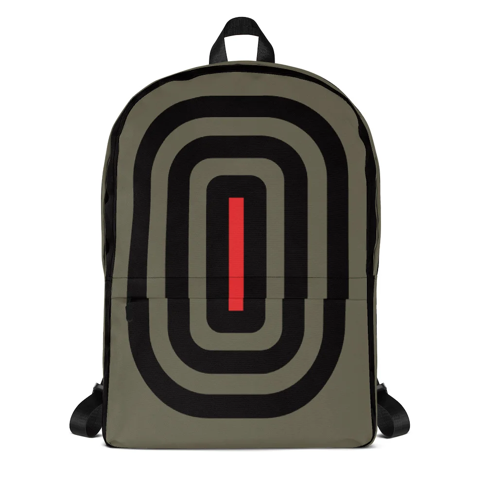 Mesmerized Urban Commuter Backpack (Grey) by dulgen™, front view, featuring the bold, modern graphic design.