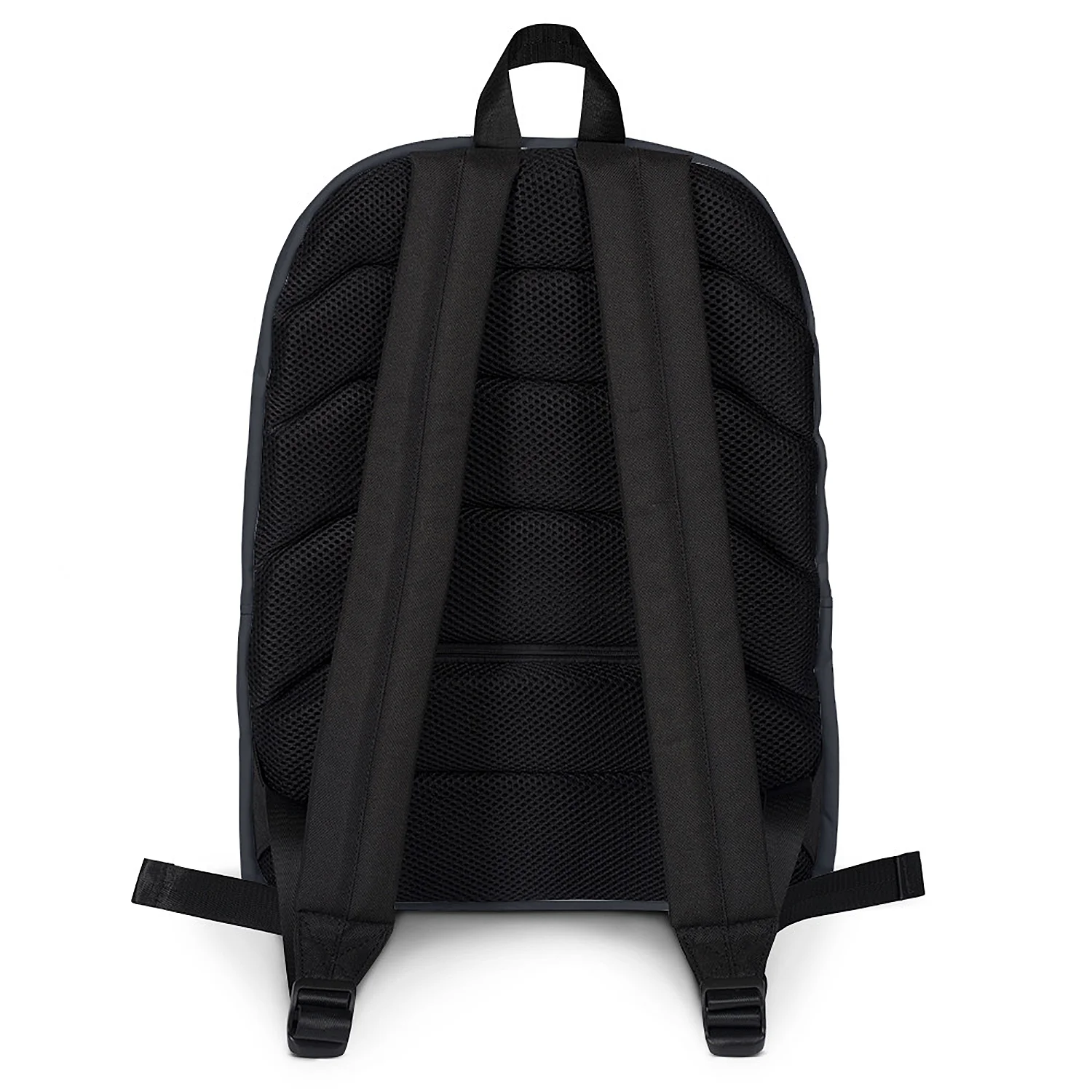 Rear view of the Blue Ribbon Urban Commuter Backpack, showing the fully padded black mesh back panel and adjustable shoulder straps.