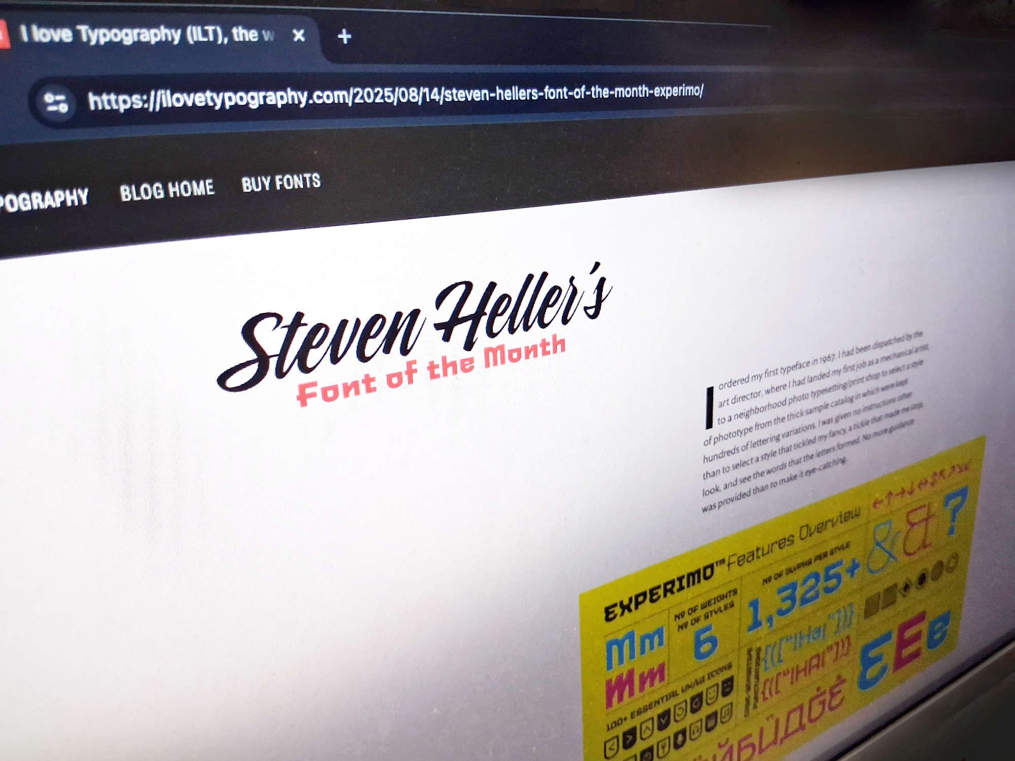Experimo™ Typeface Featured in Steven Heller’s "Font of the Month"