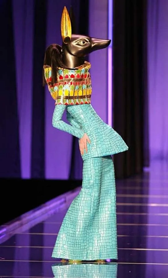 For Christian Dior Haute Couture Spring 2004, Stephen designed cat and jackal masks as well as masks of Tutankhamen and the Egyptian gods of Horus, Anubis and Bast. 