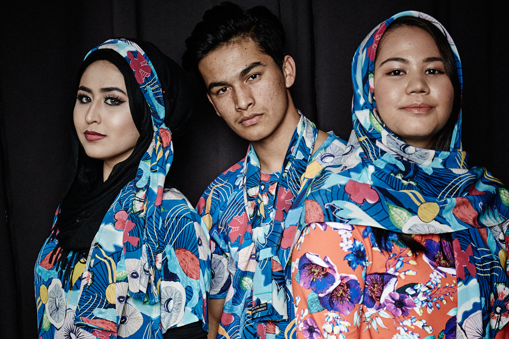 Digital prints created by young people from Sydney's new migrant and refugee community in the Merrylands area. The prints feature flowers, foliage, mushrooms and more. Each element was drawn or painted by a young person, then combined into this print by The Social Outfit.