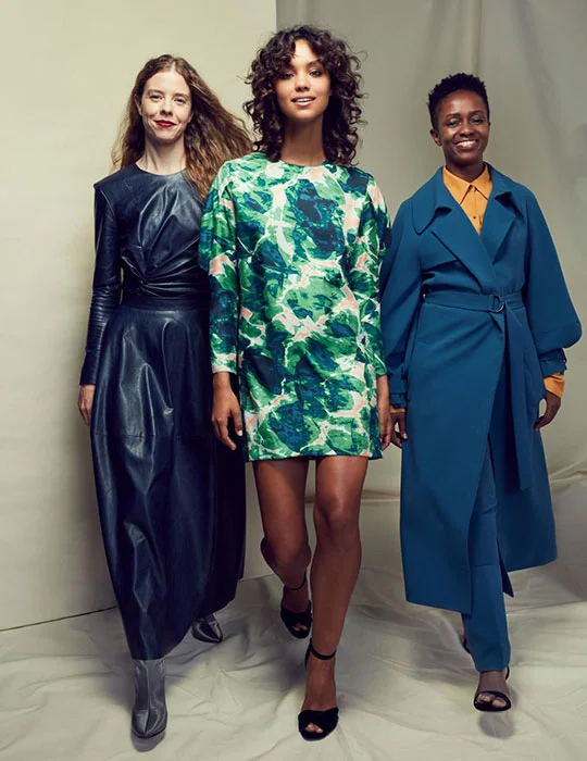 Bianca (left) with models. Available to shop exclusively at David Jones online from 15 April online and the Bourke St and Elizabeth St stores from 16 April.