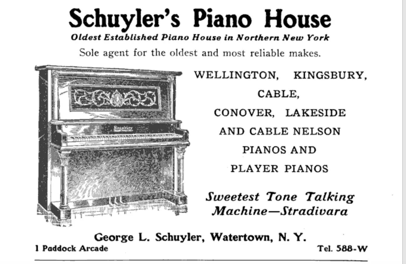 A vintage ad for my family's piano store found in our archives.