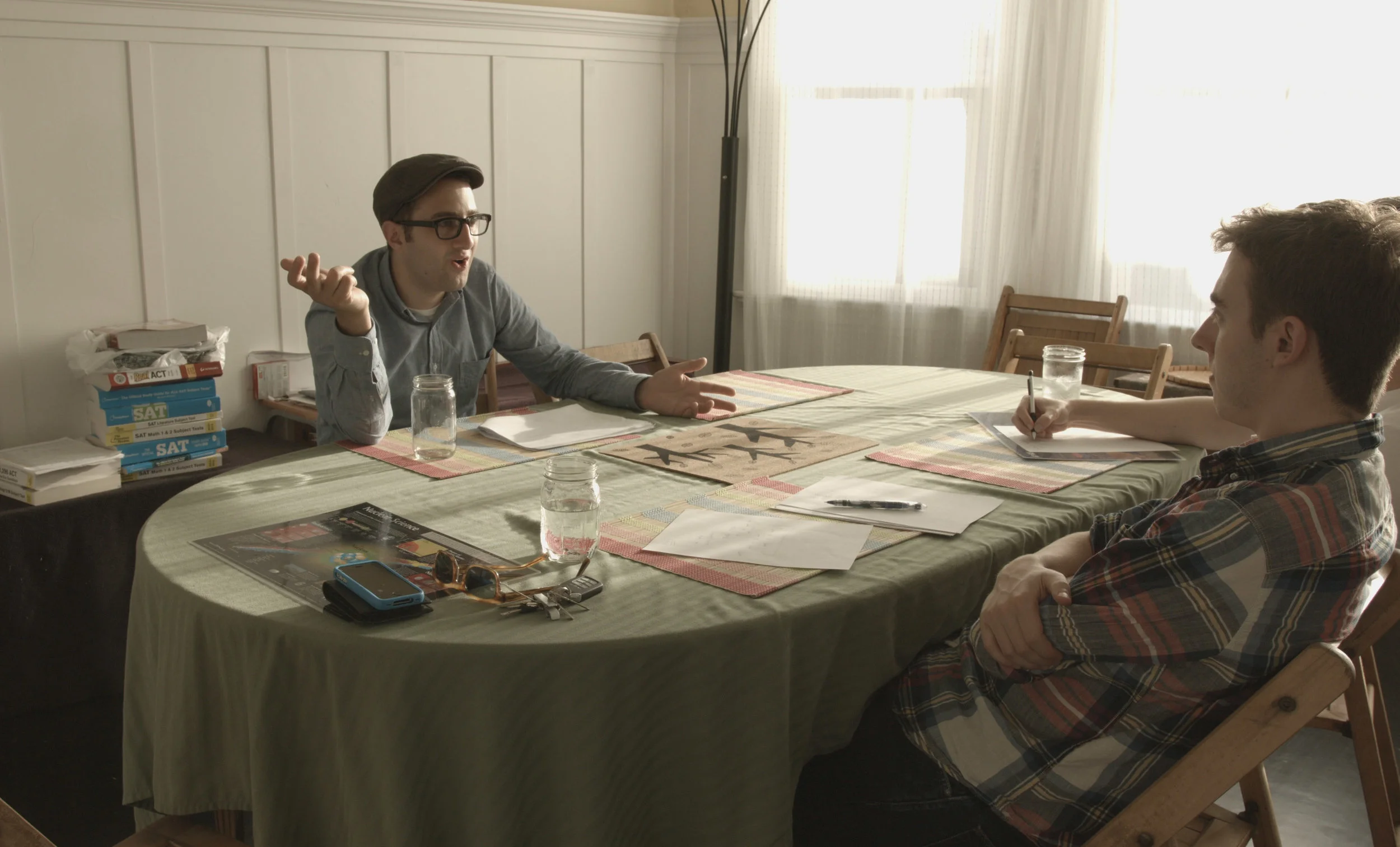 Working on the script with the Director of Photography (DP)