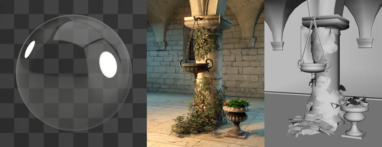 Glass with no refraction, Sponza Atrium by Marko Dabrovic ( download the blend )